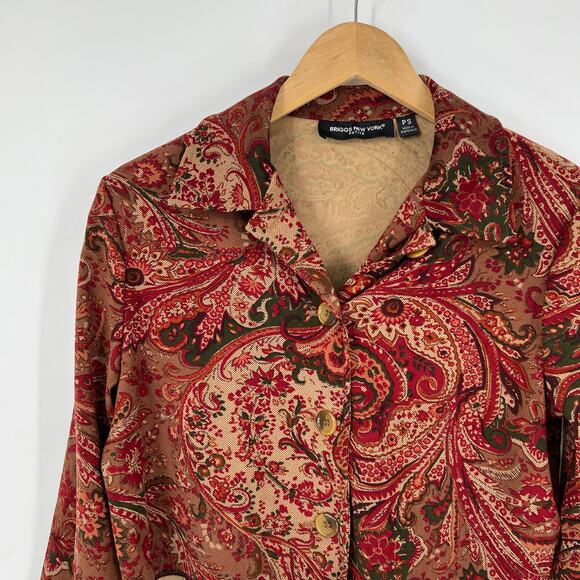 Y2k Vintage Briggs New York Petite Paisley Button-Up Cropped Jacket Size PS - Picture 5 of 5